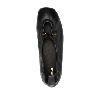 Alohas Square-Toe Leather Ballerina Flat - Black