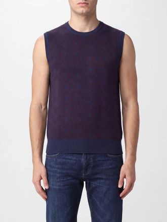 Emporio Armani Gilet girocollo in lana vergine e cashmere con motivo a rombi