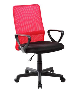 Home Heavenly Silla escritorio giratoria respaldo de malla color rojo