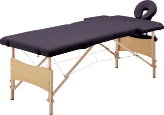 vidaXL Vidaxl Camilla De Masaje Plegable 2 Zonas Madera Morado