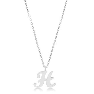 MAX + STONE 10k Solid White or Yellow Gold Dainty Script Initial with Extendable Necklace, 16+2 inches
