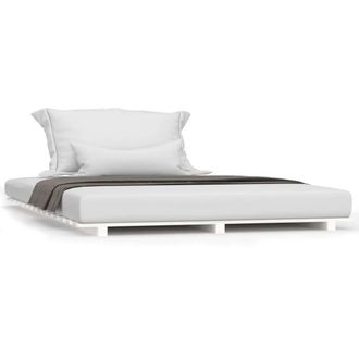 Berkfield Home Bed Frame White 135x190 cm Double Solid Wood Pine