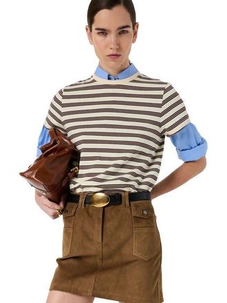 Gerard Darel Maysane Crew Neck Striped T-Shirt in Brown at Nordstrom, Size X-Large