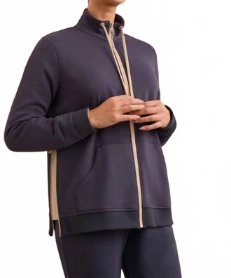 Tribal Zip Up Mock Neck Sweatshirt In Blue