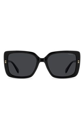Polaroid 55mm Polarized Rectangular Sunglasses in Black/Grey at Nordstrom
