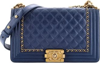 Chanel Jacket Boy Flap Bag Quilted Aged Calfskin Old Medium crossbody bag - Blauw