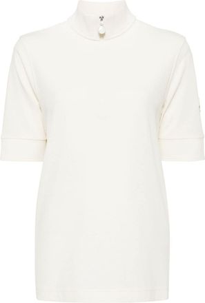 Moncler zip cotton T-shirt - women - Cotton - S - Neutrals