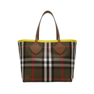 Burberry Tote Bags, female, Multicolor, Size: ONE SIZE Large Check Tote