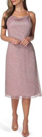 Bebe Cowl Neck Metallic Midi Slipdress in Dusty Rose at Nordstrom Rack, Size X-Small