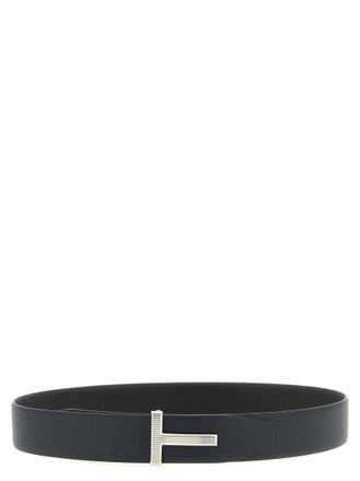 Tom Ford Navy Blue T Buckle Reversible Belt