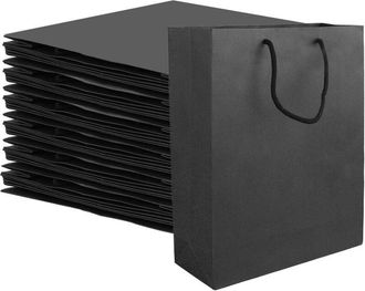 OEM 20 Piezas Bolsas De Regalo Negras Con Asa, Bolsa De Regalo Negra 28 X 10 X 33 Cm/250 G, Bolsa De Regalo Negra, Bolsa Kraft Con Asa Para Navidad, Cumpl