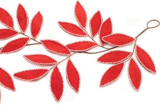 Melrose International Fabric Leaf Garland (Set of 2) - Red, White