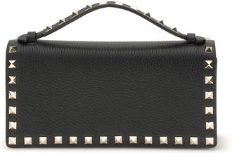 Valentino Garavani Womens Chain Wallet Rockstud Black Calf Leather & Purses