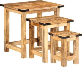 vidaXL Vidaxl - Nesting Side Tables 3 pcs Solid Rough Wood Mango