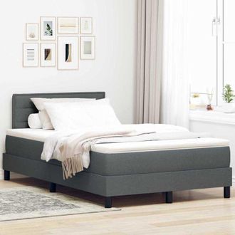 vidaXL Vidaxl - Cama Tipo Box Spring Con Colch&oacute;n Gris Oscuro 120 X 190 Cm Tela