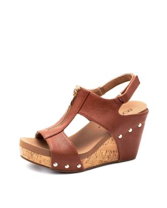 Corkys Footwear Womens Zip It Good Wedge Sandal In Cognac