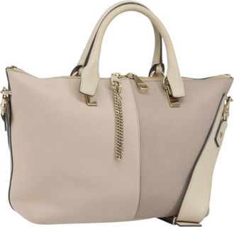 Chlo&eacute; Bicolor Baylee Satchel Leather Gray Leather Handbag (Pre-Owned)