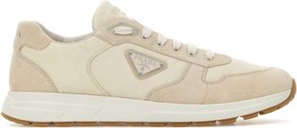 Prada Sand Re Nylon And Suede Prax Sneakers