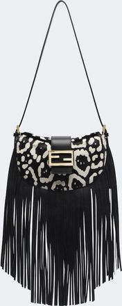 Fendi Croissant fringed calf hair shoulder bag