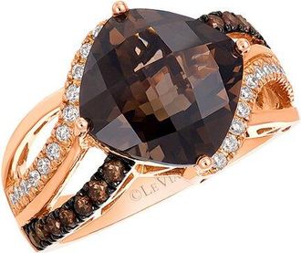 Le Vian 14K Rose Gold 4.93 Ct. Tw. Diamond & Smoky Quartz Cocktail Ring