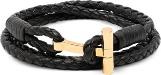 Tom Ford Dark Brown Braided Leather Bracelet