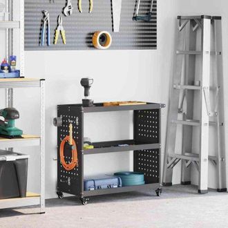 vidaXL Carro De Herramientas Con Estante Negro 75 X 35 X 73 Cm Vidaxl