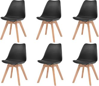 vidaXL Vidaxl - Sillas De Comedor 6 Unidades Pl&aacute;stico Negro