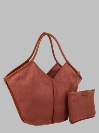 Hereu Womens Shoulder Bag Calella Linen Brown Recycled