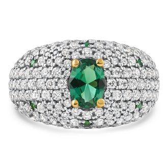 Pompeii3 2.70Ct Pave Emerald Diamond Ring 14k Yellow Gold Lab Grown Size: 6