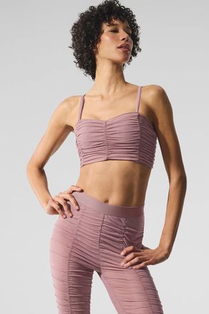 Alo | Airlift Mesh Cherish Bra in Smoky Quartz Brown, Size: Medium