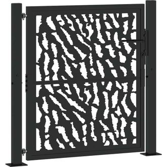 vidaXL Puerta De Jard&iacute;n Negra Con Dise&ntilde;o De Carril De Acero 105x106 Cm Vidaxl