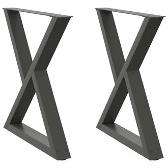 Berkfield Home Dining Table Legs 2 pcs Anthracite 80x(72-73.3) cm Steel in Dark Grey
