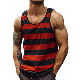 Generic Mens Tank Tops Sleeveless T Shirts Color Block Striped Shirt Summer Casual Undershirts Tshirt Athletic Muscle Fit Tee Camisetas para Hombre Sin Mangas