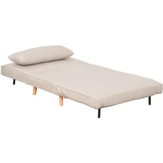 HOMCOM Poltrona Letto Singolo Beige con 4 Gambe a Scomparsa Schienale Regolabile - Homcom