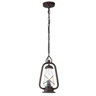 Netlighting Miners 1 Light Outdoor Ceiling Chain Lantern Old Bronze IP44 E14 in Brown