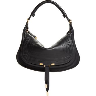 Chlo&eacute; Small Marcie Leather Shoulder Bag in Black at Nordstrom