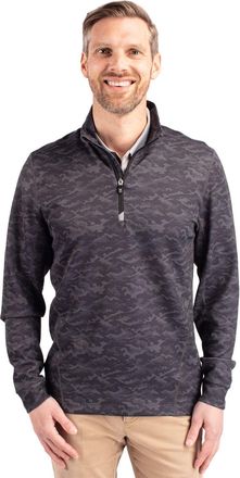 Cutter & Buck Traverse Camo Print Stretch Quarter Zip Mens Pullover Jacket