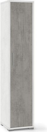 OEM Armario Multiusos Estrecho En Madera Blanco Cemento 39x41x H182 Cm