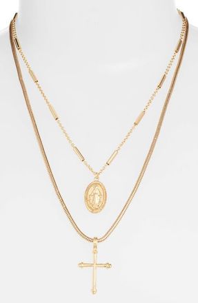 Ettika Coin & Cross Set of 2 Necklaces in Gold at Nordstrom