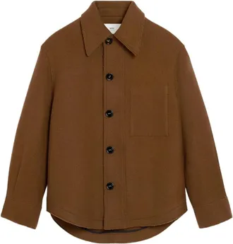 Ami Jassen, Dames, Bruin, S, Wol, Button-Down Shirt Jacket
