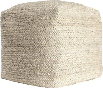 LR Home Lr Home Meera Farmhouse Braided Handmade Textured Jute Pouf