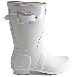 Hunter Original Short Gloss Rubber Womens Hook and Loop Boots - White - Size:UK 7