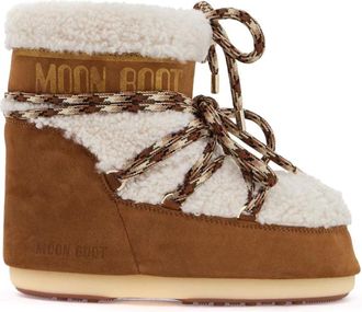 Moon Boot Moon Boot, Winter Boots, female, Brown, Size: 9 US Shearling Snow Boots with Criss-Cross Laces