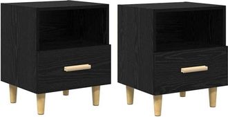 vidaXL Bedside Cabinet with Drawer 2 pcs Black oak 40 x 35 x 47.5 cm vidaXL