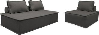 Sweeek Sof&aacute; modular en tela lisa, 3 plazas, gris oscuro