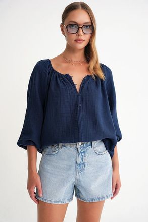 Mixray Geknoopte Mousseline Blouse