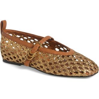 Rag & Bone Spire Woven Mary Jane Flat in Gold Woven at Nordstrom, Size 7Us