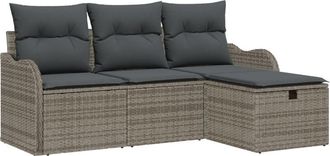 vidaXL Vidaxl - Garden Sofa Set 4 pcs Grey 176 x 117 x 85 cm Poly rattan