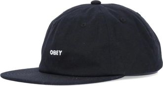Obey Zwarte Twill Platte Klep Strapback - Heren - Petten - Zwart - ONE Size - Katoen - Accessoires