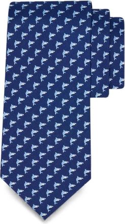Ferragamo Shark Print Silk Tie - male - Ferragamo - Ties - Blue - ONE SIZE - Accessories